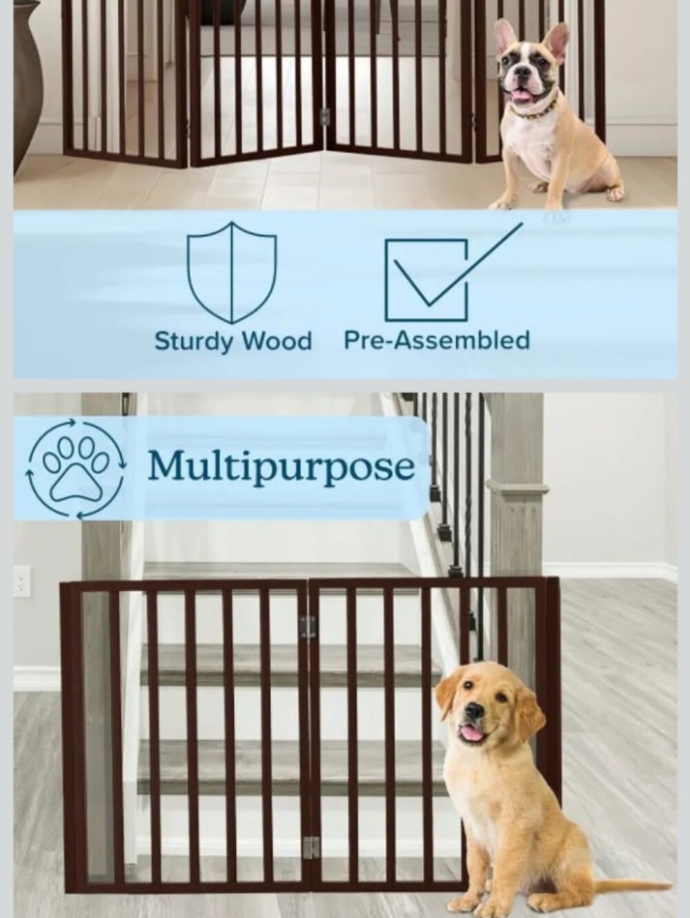 Wooden Multipurpose Dog Gate - Dark Brown Still In Box Never Opened